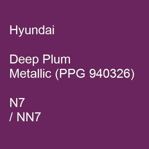 Hyundai, Deep Plum Metallic (PPG 940326), N7 / NN7.